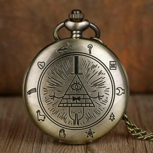 New Arrival Bill Cipher Quartz Pocket Watch Necklace with Chain Men Women Kid Fob Watches Gift for Children