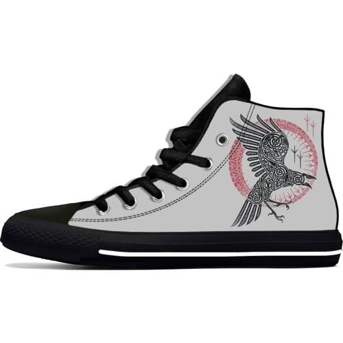 Hot Viking Odin Crow Ragnars Raven Huginn Muninn Casual Cloth Shoes High Top Lightweight Breathable 3D Print Men Women Sneakers