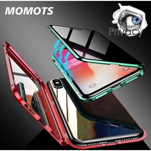 Anti Peep Privacy Magnetic Case for iPhone 11 Pro Max XS MAX 360 Metal Bumper Tempered Glass Cover for iPhone X XS XR 7 8 Plus