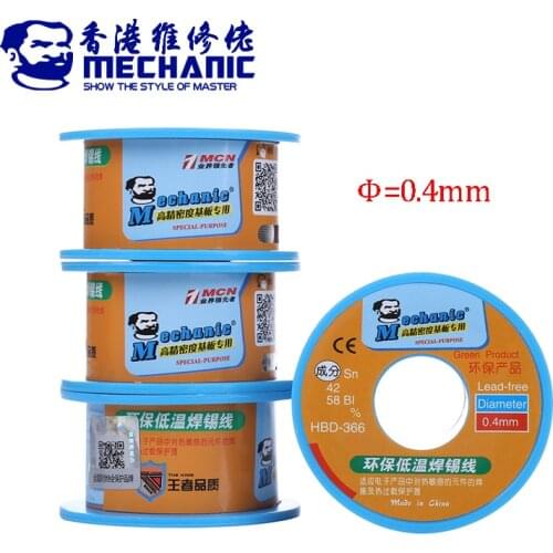 MECHANIC Lead-Free Solder Tin Wire 0.4mm 40g Sn42/Bi58 Welding Soldering Wire Soudure Etain