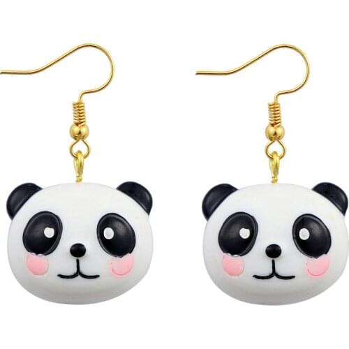Fashion Resin Animal Pendant Earrings For Women Cute Girl Gift Popular Cartoon 3D Panda Drop Earrings Custom Made Jewelry