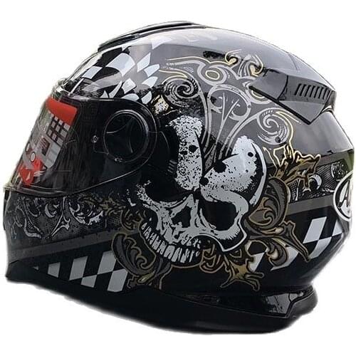 Motorcycle Helmet With Inner Sun Visor Men And Women Modular Casco Female Skull Double Lens Helmet