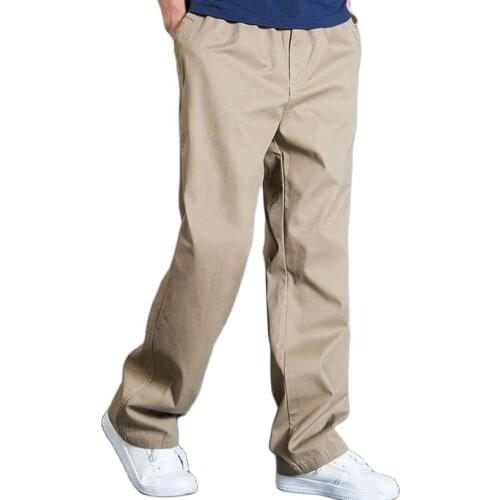 Plus size 13XL 165kg autumn pants men cotton Breathable Stretch pants loose khaki pants Straight Trousers 70 72 74