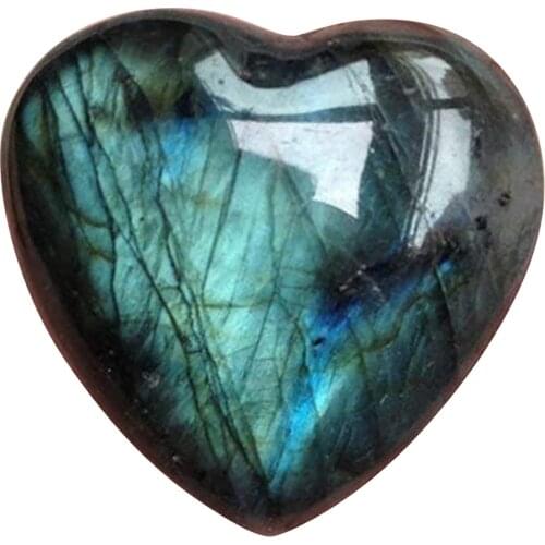 Natural Crystal Heart Shaped Stone Genuine Labradorite Palm Stone Healing Quartz Gemstone Worry Stone Diy Jewelry Necklace Камни