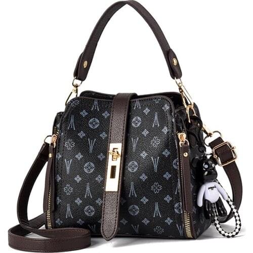 2021 Fashion New Brand PU Leather Female Small Bucket Handbags Ladys Purses and Handbag Shoulder Bag Womens Handbag