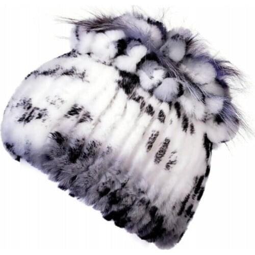 New Women Beanies Hat Rex Rabbit Fur Lady Autumn Winter Cap Female Double Thickened Warm Protective Ear Knit Skullies Caps H7041