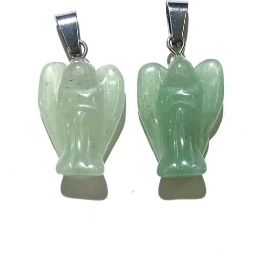 Natural Stone Pendants angel Shape Crystal Agates Lucky Stone Pendant for Jewelry Making Diy necklace accessories 15mmx23.5mm