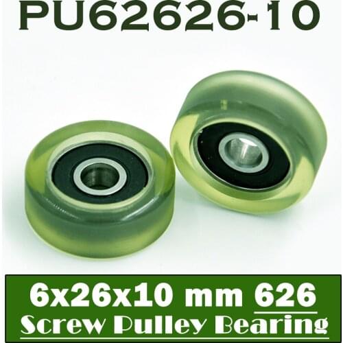 PU 626 Polyurethane Covered Bearing 6*26*10 mm ( 2 Pcs ) Shaft 6mm PU62626-10 Urethane Cover PU626 Bearings