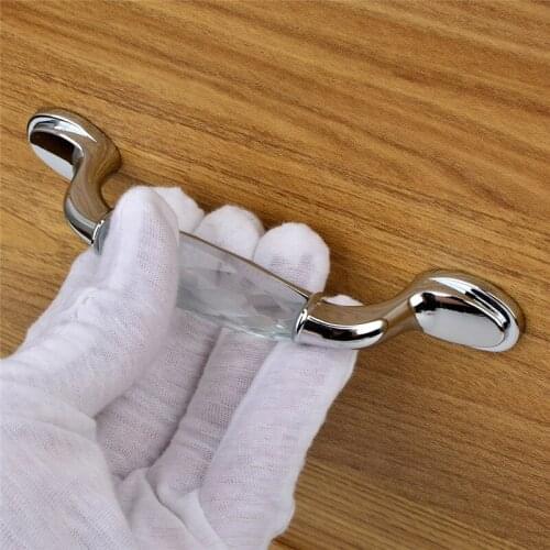 96mm128mm Crystal Cabinet Pulls Zinc Alloy Handles for Drawer Dressers Cabinets Bookcase Cupboard Furniture Handls Knobs