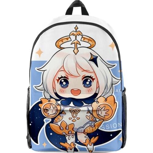 Paimon 3D Merch Fashion Oxford Cloth Shoulder Backpack Printed Multi Zipper Pack Casual School Bag