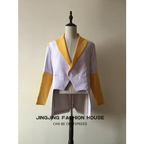 S-6XL!! custom-made!!! South Korean mens suit to preside the stage mens wear short and long swallow tail trim suit