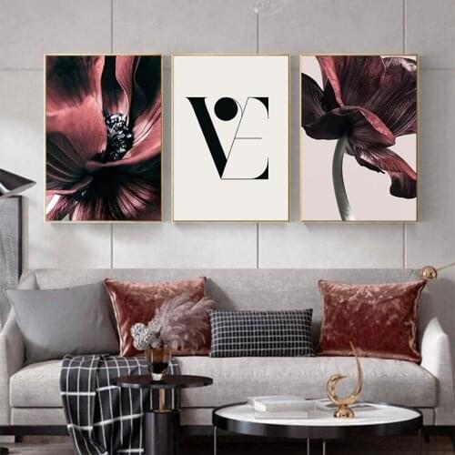 Modern Flower Plant Leaf Poster Motivate Quotes Canvas Painting Nordic Style Wall Art Print Picture Living Room Home Decoration