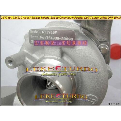 Free Ship GT1749V 724930-5009S 724930 Turbo For AUDI A3 For Seat Toledo For Skoda Octavia VW Passat Golf Touran AZV BMM BKD 2.0L