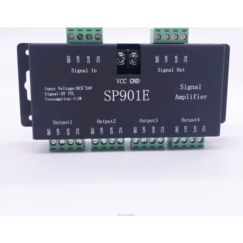 Sp901e SPI signal amplifier synchronizer instructions output 8 channels for ws2811 ws2812B ws2813 apa102 Led strip lamp