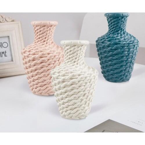 1Pcs Imitation Rattan Woven Vase Wedding Modern Flower Arrangement Bottle Dining Table Home Living Room Origami Decoration