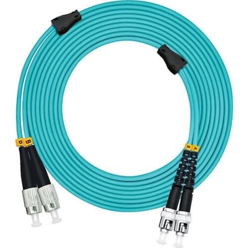 Indoor Armored 5 Meters ST-FC Duplex 10 Gigabit 50/125 Multi-mode Fiber Optical Cable OM3 Aqua 10GB FC to ST Patch Cord Jumper