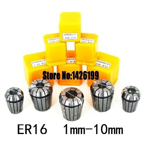 High Quality 10PCS ER16 From 1mm-10mm ER16 Precision Spring Collet Set CNC Milling Lathe Tool & Workholding,ER16-A Nut