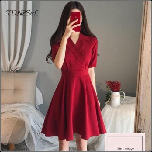 Summer Black Red Elegant A-line Party Dress Women Slim Solid Color Short Sleeve Swing Vintage Dresses Plus Size 4XL Robe Femme