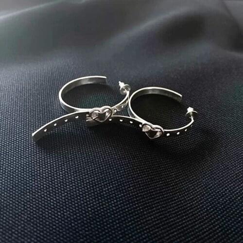 1Pair New creative design love belt ear buckle personality exaggerated fashion punk style earring earrings silver needle female