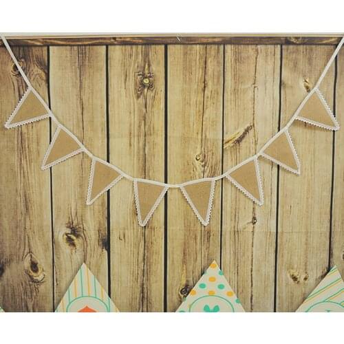 1pcs/lot 1.6M Length 8 Flags Linen Flag Beige Lace Edge Wedding Party Decorations Creative Birthday Home Decoration Pennant