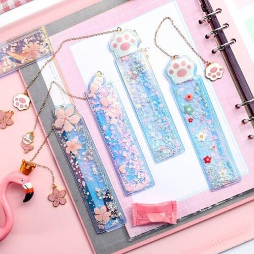 1 Pcs Oil Flow Sand Bookmark Rulers Kawaii Laser Girl Drawing Template Lace Sewing Ruler Stationery Office School