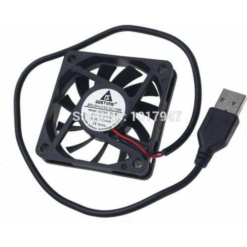1Pieces Gdstime DC 5V USB 6010 60mm x 10mm 6cm Fans PC Computer Case Cooling Cooler Fan