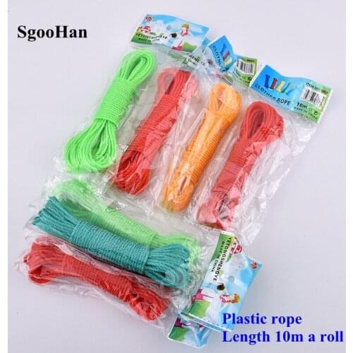 10m/Roll Colorfull Plastic Rope Home Clothesline Rope Rainproof cloth Tarpaulin Fixing Sun Shading Net DIY Tools Lashing Ropes