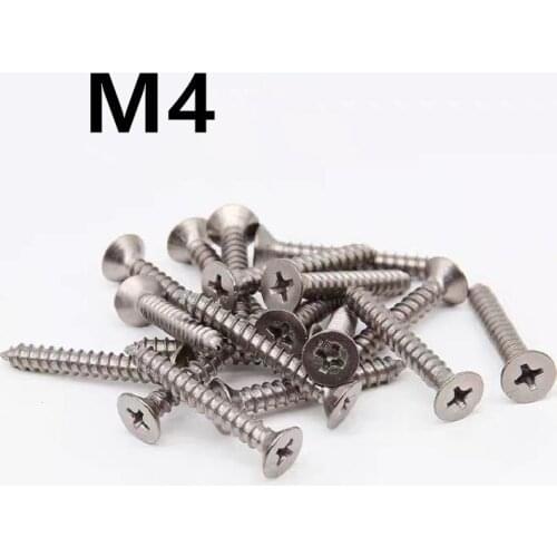 10PCS M4x8/10/15/20/25/30/40mm Titanium self-tapping Phillips Flat Screw GB845 Pure titaniums Countersunk head cross screws TA2