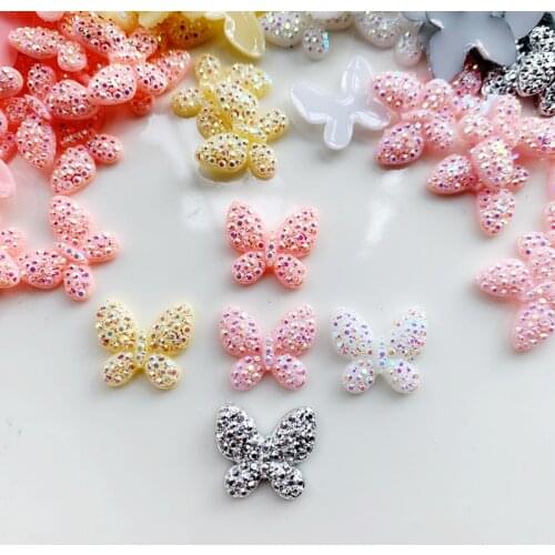 100pcs16 * 15 mm butterfly flat back AB rinestone and crystal button wedding DIY rhinestones arts and crafts