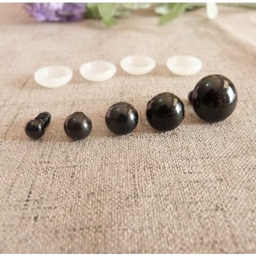 100pcs/lot--6/7/8/9/10/11/12/13/14/15mm bright full black safety toy eyes & washer for diy plush doll findings--size option