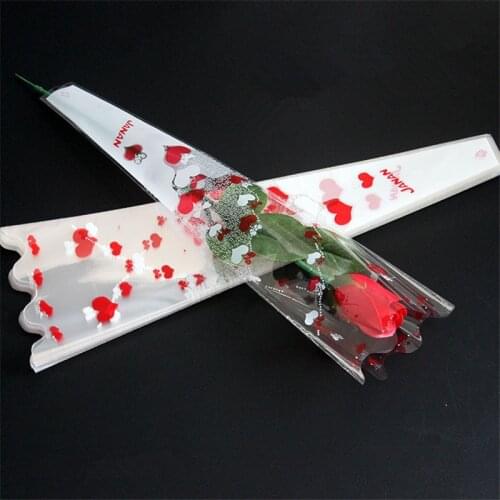 100pcs mini Transparency Bag Rose Single Flower Bag Bouquet Wrapping Paper Plastic Opp Bag Floral Packaging Materials Accessory