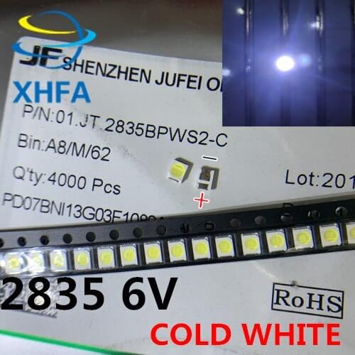 100pcs Original JUFEI LED 3528 2835 1210 Light Beads High Power 1W 6V Cool white For LED LCD TV Backlight Applicatio