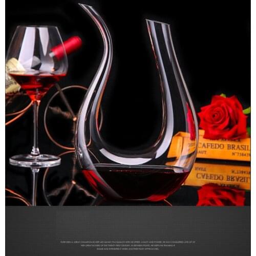 1500ml Crystal Clear Glass U-Shaped Horn Wine Decanter Red Wine Brandy Champagne Jug Pourer Aerator Container Hot Sale