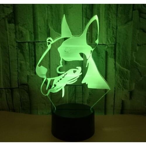 Dog Head 3D Lamp Led Night Light Kids Touch Usb Creative Animal Table Lamp Baby Sleep Lighting Gift Home Decor 7 Color Changing