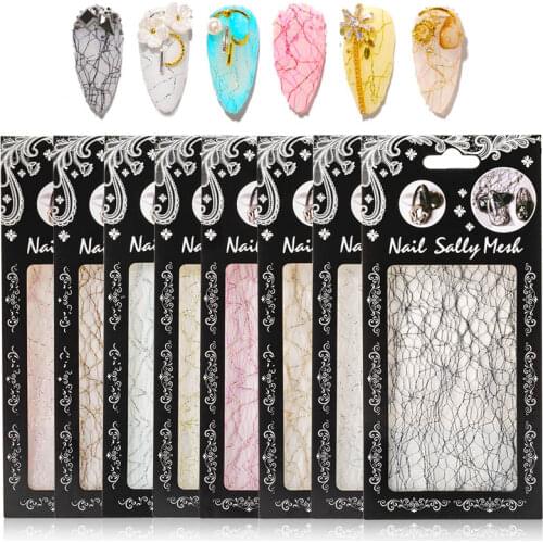 3D mesh sticker golden blue mesh line hollow design transfer foil DIY manicure nail art decoration striped tape GL1566