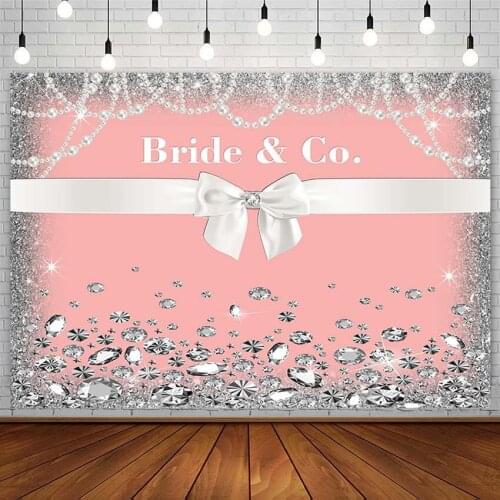 Avezano Wedding Custom Backdrop Pink Silver Diamond Pearl Bridal Shower Photography Background Photo Studio Photozone Decoration