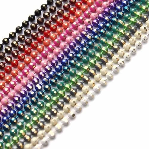 10meter/lot Width 1.5mm Colorful Copper Ball Bead Chains Bulk Necklace Bracelet Women Link & Key Chain For Diy Jewelry Making