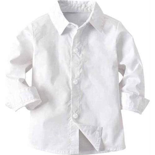 Children White boys/girls shirts Kids Tops Boys girls long Sleeve baby wedding Clothing Baby top Tee Shirts Students Clothing