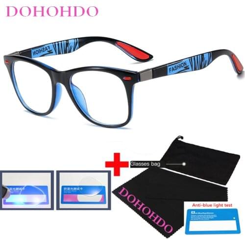 DOHOHDO 2021 New Fashion Anti Blue Light Glasses Men Classic Rivet Square Computer Eyeglasses Women Lens Eyewear Optical Frame