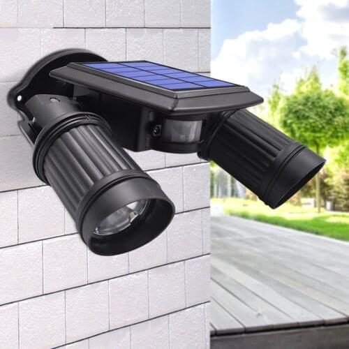 Dual Spotlight Adjustable Solar Wall Light Sensor Motion Outdoor Solar Power Security Lamp Waterproof COB LED Beads Solar Light