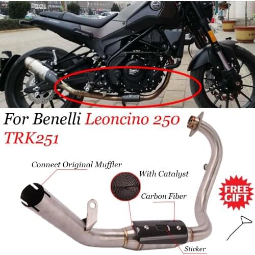 For Benelli Leoncino 250 TRK251 Motorcycle Exhaust Escape Muffler Stainless Steel Front Link Pipe Middle Tube 51mm Connection