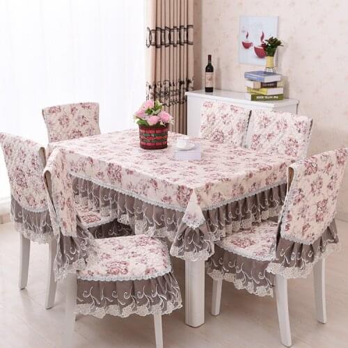 Hot sale! High grade Non-slip thick tablecloth chair cover crystal super soft dining chair cushion lace table cover table Kit