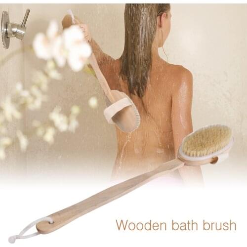 Hot Dry Skin Body Soft Natural Bristle the SPA the Brush Wooden Bath Shower Bristle Brush SPA Body Brush with Long Handle