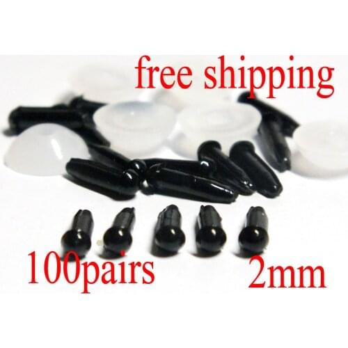 Free shipping 2mm black Plastic Safety Eyes x 100 Pairs - Bear Making Dolls Soft Toys