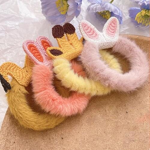 1PC Cute Hair Ring Cartoon Animal Head Rope Frog Hair Holster Plush Hair Accessories For Women Girls Cartoon Hair Rings