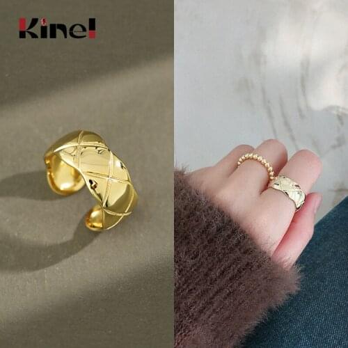 Kinel 925 Sterling Silver 14K Gold Ring Open Woman Jewelry Fashion Brand Womens Vintage Valentine Love Gifts Silver Rings