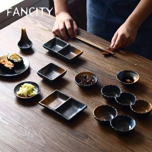FANCITY Japanese-style creative flavor dish, household snack seasoning dish, ceramic tableware, Japanese seasoning restaurant
