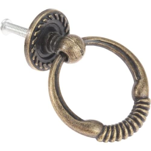 Ring Knob Round Handle Vintage Antique Bronze Pull 47mm*37mm Single Hole for Drawer Cabinet Cupboard Decor Furniture Hardware