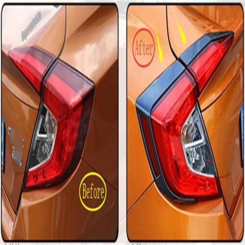 Lapetus Rear Tail Lights Lamp Eyelid Eyebrow Cover Trim For Honda Civic Sedan 2016 2017 Exterior Accessories Carbon Fiber ABS