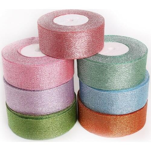 25 Yard 38mm Metallic Ribbon Organza Ribbon For Wedding Party Decoration Gift Wrapping Christmas Ribbons DIY Handmade Material